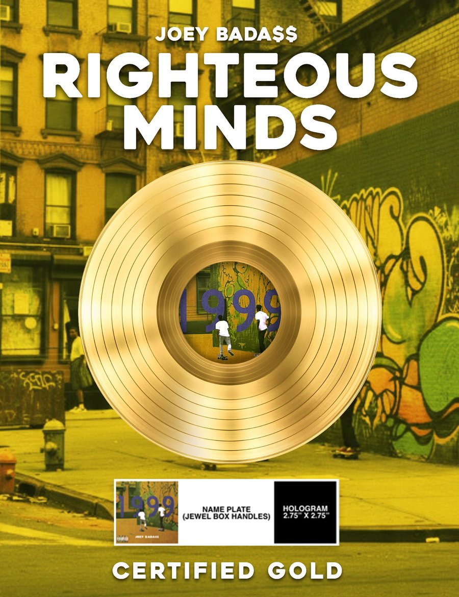 Joey Bada$$ Righteous Minds certified gold plaque