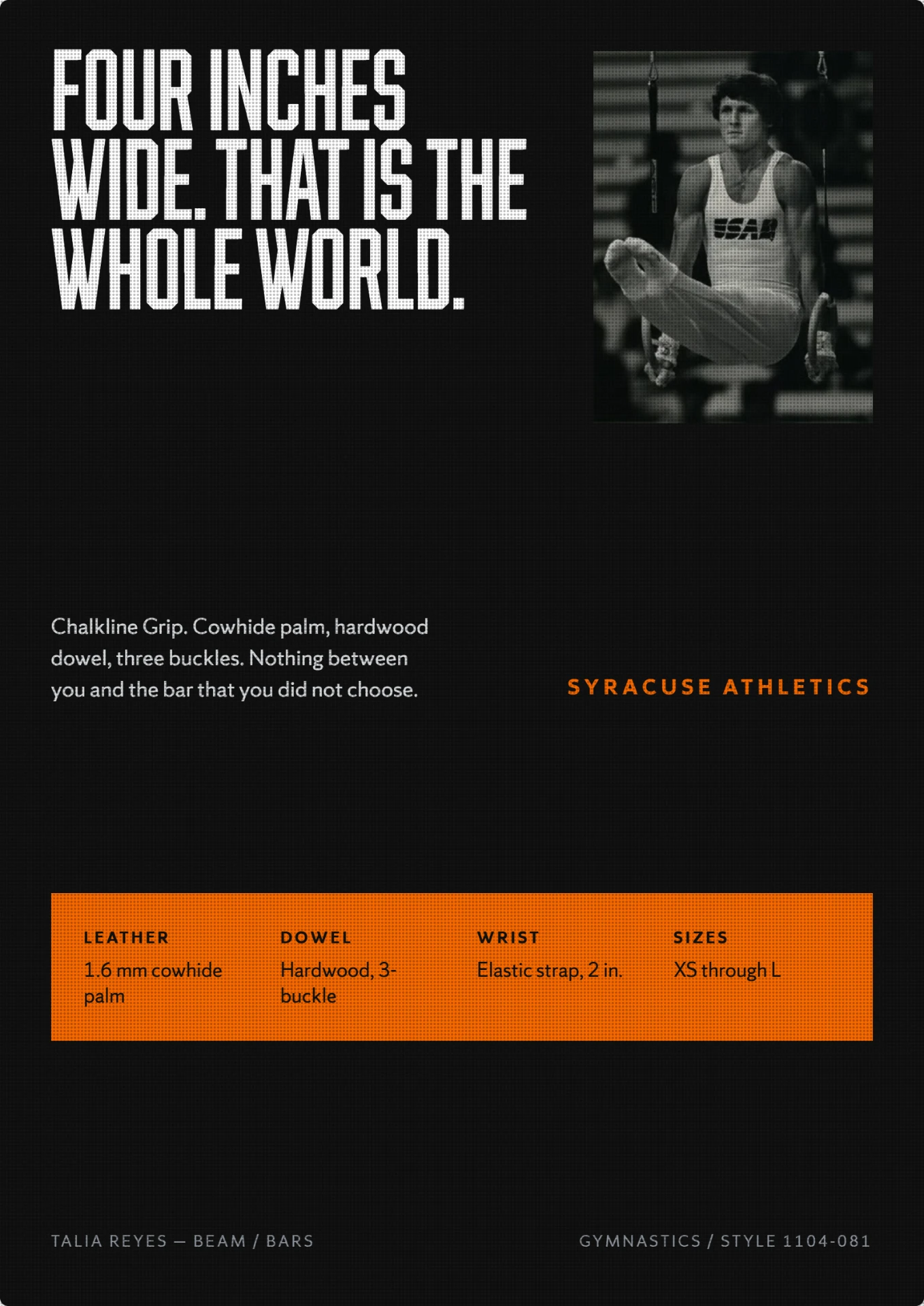 Syracuse Athletics Chalkline Grip gymnastics poster