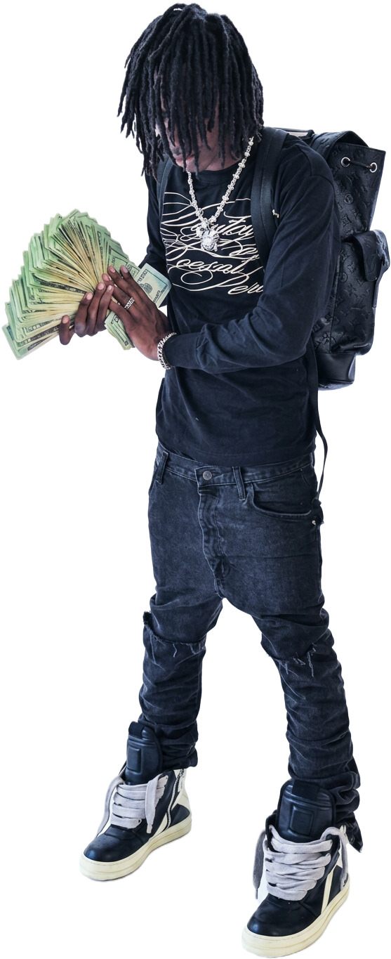 Digital Love collection, cash in hand pose